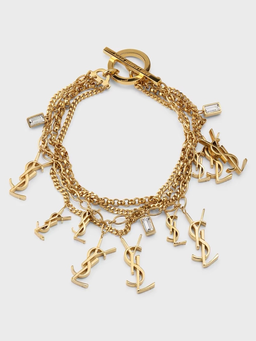 YSL Rhinestone Multi-Link YSL Charm Bracelet Small